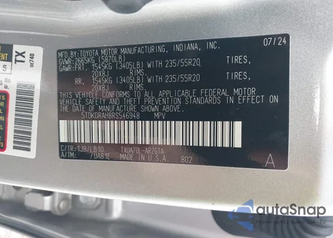 2024 Toyota Highlander Limited z USA, uszkodzony, nr VIN 5TDKDRAH8RS546948